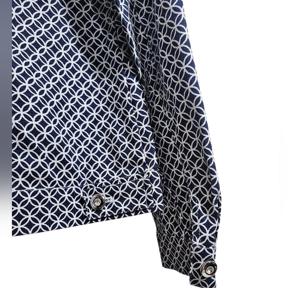 NEW Attyre Women's Open Lightweight Denim Jacket Blazer Medium Abstract Geometri - Picture 3 of 7